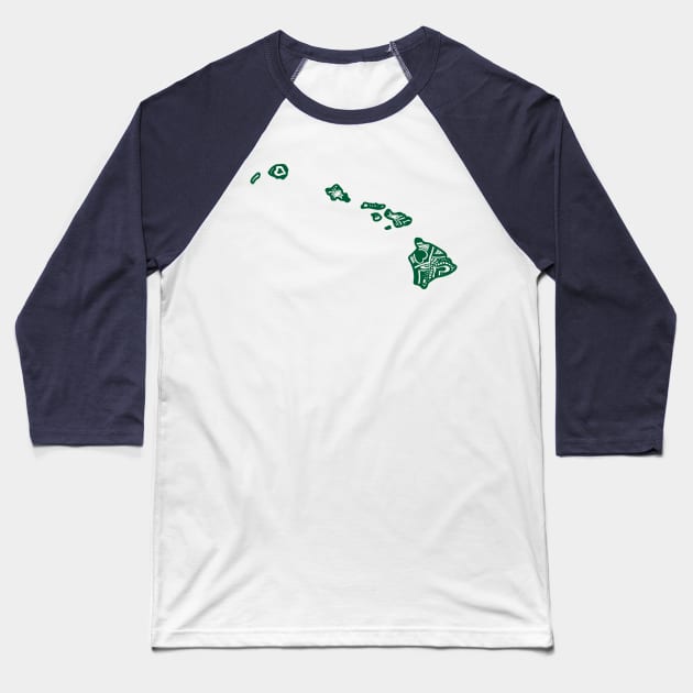 Green Hawaii State Gift Mandala Yoga HI Art Baseball T-Shirt by Get Hopped Apparel